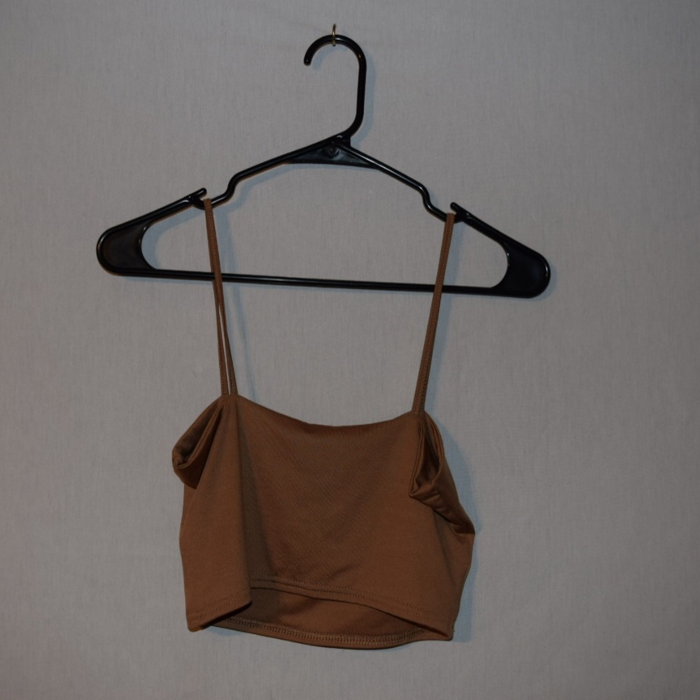 Brown beige halter crop top
